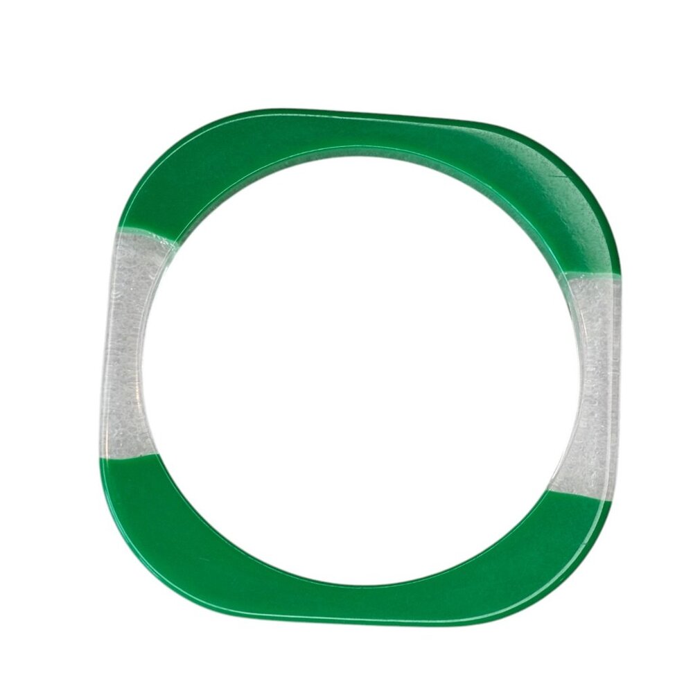 Vintage 60s MCM Bangle Bracelet‎ Lucite Rounded Square Modern Green Clear